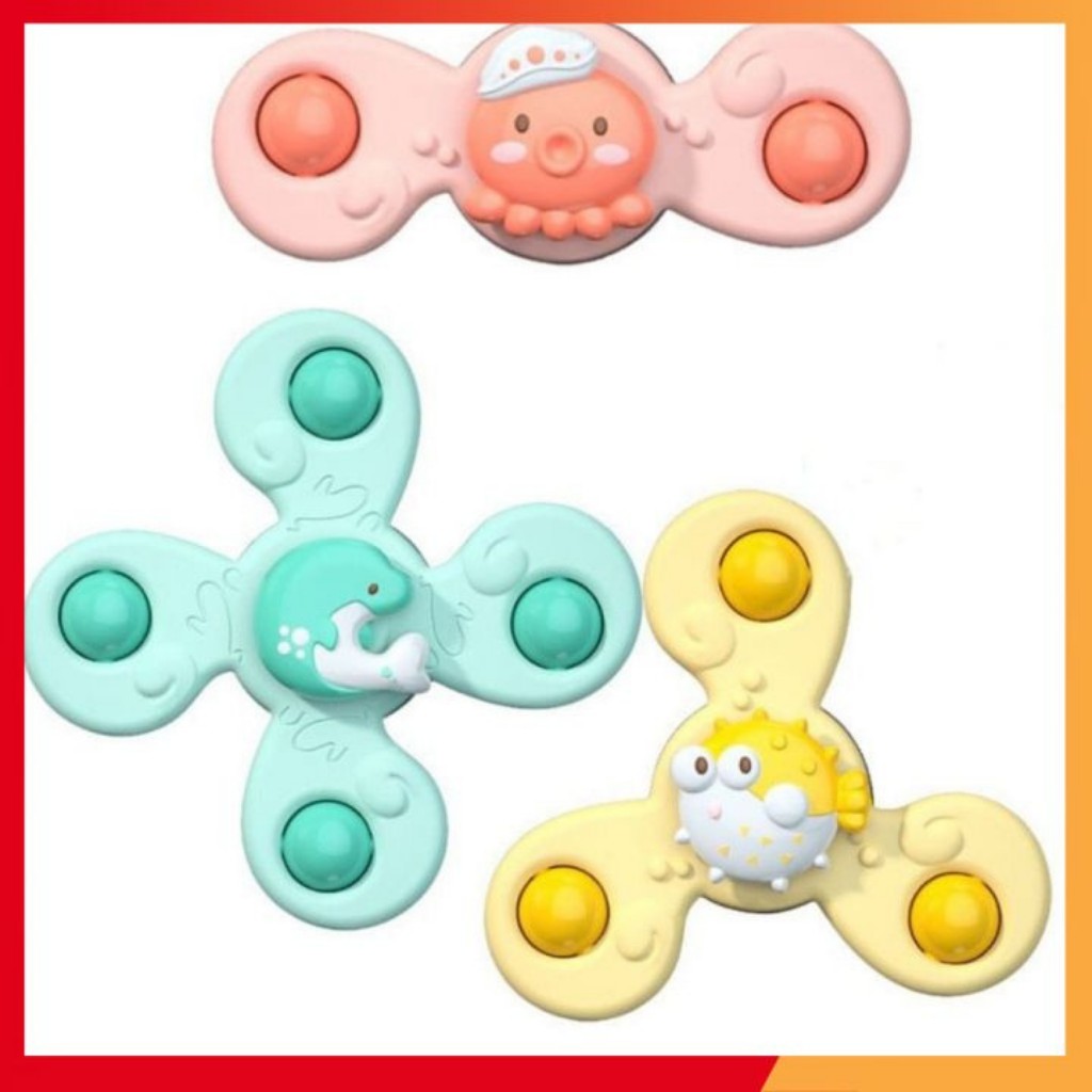 Con quay đồ chơi Fidget Spinner thiết kế hình động vật hoạt hình có giác hút đọc đáo dành cho các bé từ 6 tháng tuổi lên