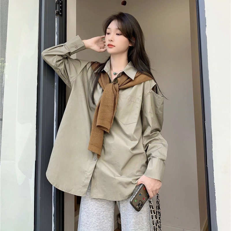 IELGY  Áo Sơ Mi Tay Dài Hở Vai Thời Trang Dành Cho Nữ