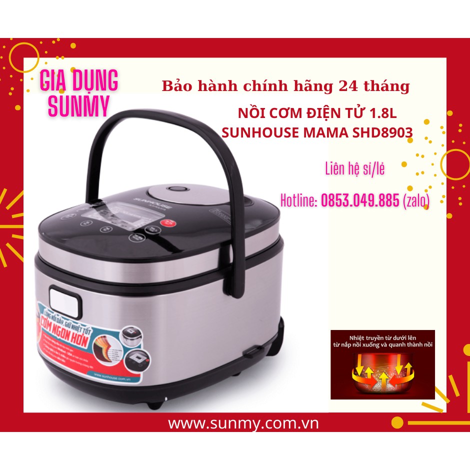 NỒI CƠM ĐIỆN TỬ 1.8L SUNHOUSE MAMA SHD8903