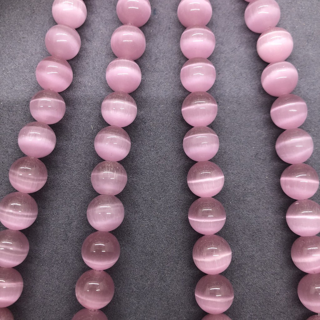 Hạt cườm mắt mèo màu hồng dạng tròn tự nhiên 4-12cm tự làm vòng đeo tay