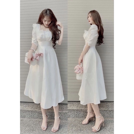 Đầm dự tiệc cổ vuông sang chãnh bigsize 50-90kg mẫu chụp thật 100%