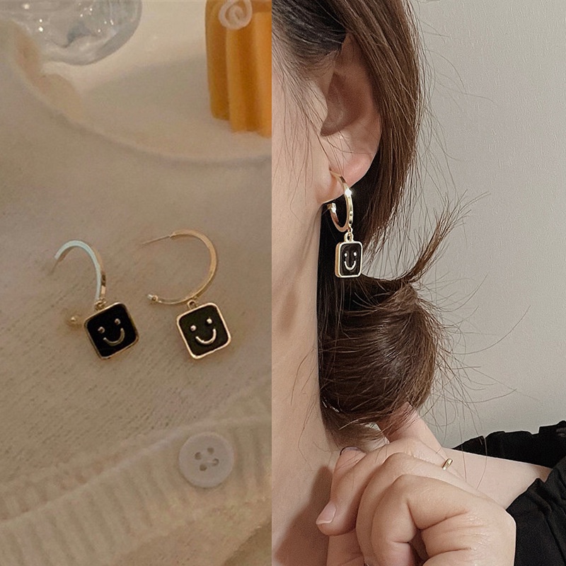 Bông Tai Mạ Bạc 925 Hình Mặt Cười Dễ Thương Phong Cách Hàn Quốc 2022