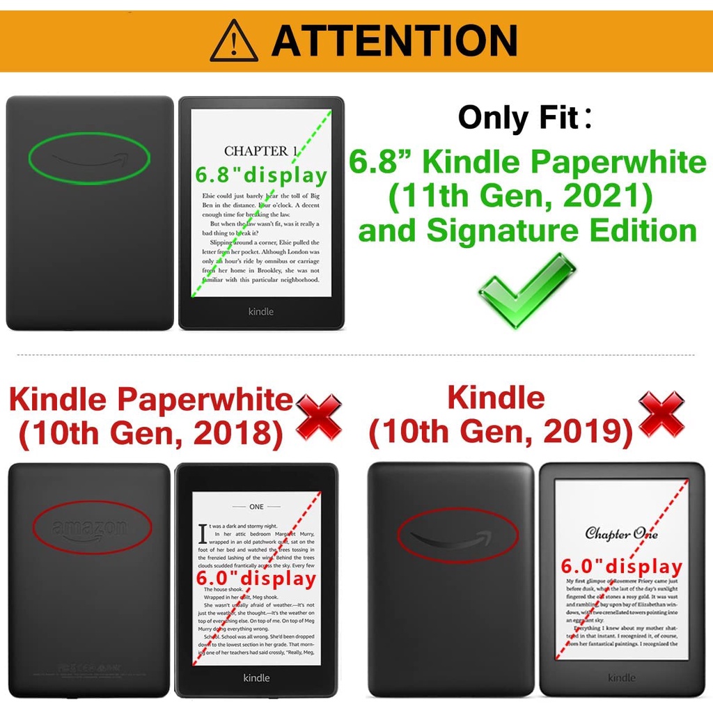 Miimall Bao Da  Kindle Paperwhite 11 Máy Đọc Sách PU Thức Ngủ Kèm Dây Đeo Tay Tiện Dụng Cho 6.8" Paperwhite 11th