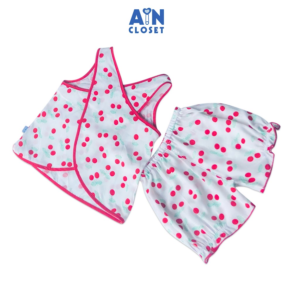Bộ quần áo ngắn bé gái họa tiết Cherry nhí đỏ lưng vạt chéo AICDBGTVVH6Q AIN Closet