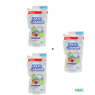 Combo 3 bịch Nước rửa bình sữa Pigeon 700ml