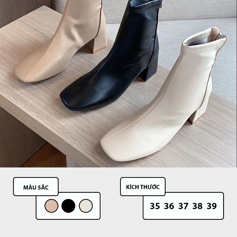 Bốt QC da lì 5P khoá kéo sau ( da mềm hàng đẹp)