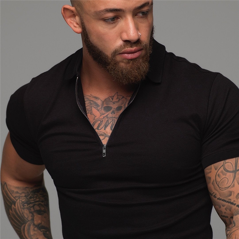 Brand Cotton Casual New Mens Short Sleeve Polo Shirts Fitness Fashion Polo Shirt Clothing Bodybuilding Trend Sport Polo Shirts