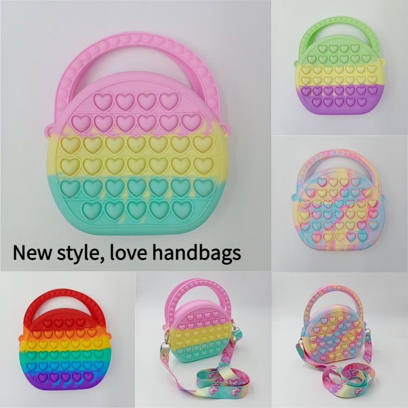 Pop It Fidget túi xách tay, Túi đeo vai, Ví tiền xu dành cho trẻ em Push Bubble Túi đồ chơi