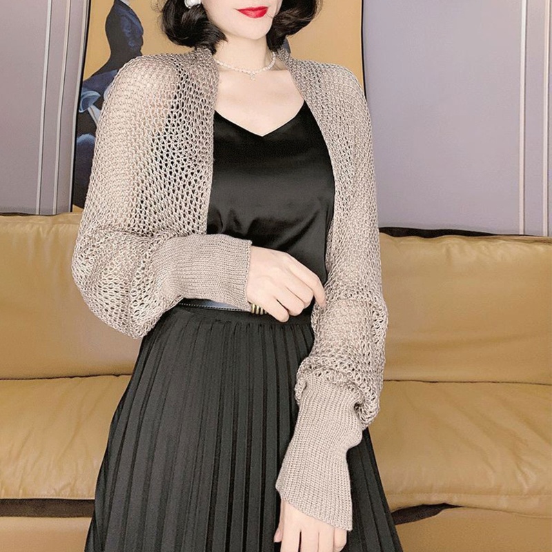 Áo Choàng Dệt Kim Chống Nắng Màu Trơn Kiểu Cổ Điển Thời Trang Xuân Hè Cho Nữ