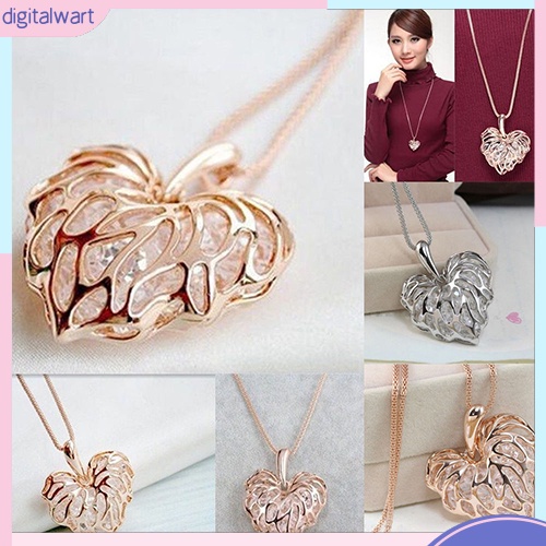 Dây chuyền dài mặt hình trái tim đính đá quý nhân tạo sang trọng cá tính dành cho nữ