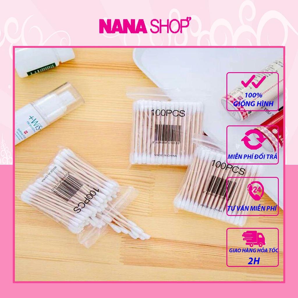 Tăm bông ngoáy tai / tẩy trang lõi gỗ vệ sinh tai an toàn cho gia đình.