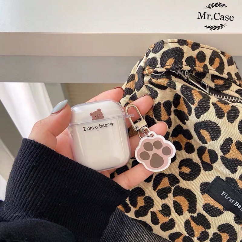 Case Airpods 1/2 Pro Hình Gấu Tim Móc Bàn Chân Xinh