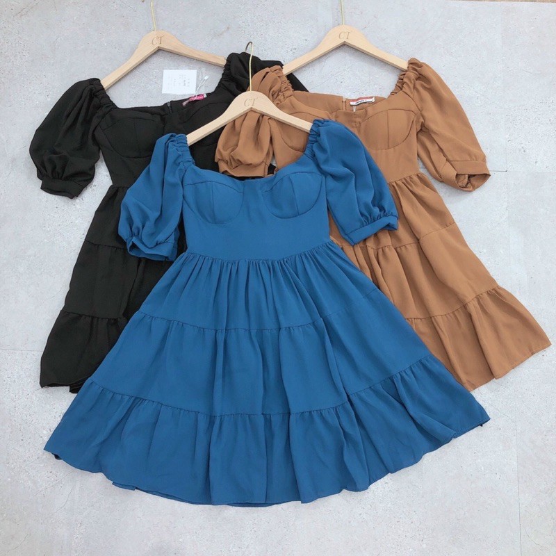 [Mã FAGREEN245 giảm 10% tối đa 30K đơn 99K] Váy xoè tay bồng có đệm ngực xinh xắn | BigBuy360 - bigbuy360.vn