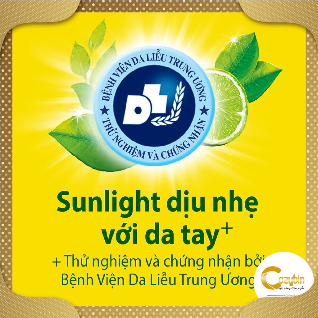 Nước Rửa Chén Sunlight COZYBIN nước rửa bát thiên nhiên mềm dịu với da tay khử mùi tanh xả bọt nhanh NRC01