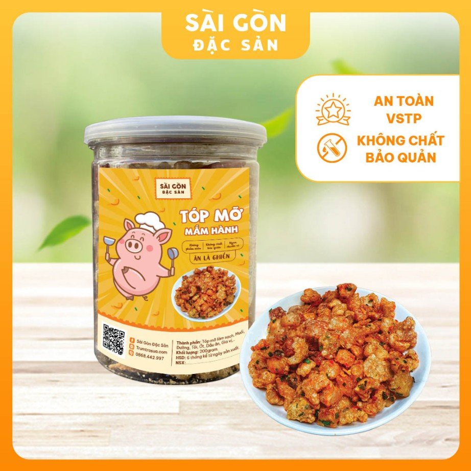 Tóp mỡ mắm tỏi thơm ngon đậm vị 200 gam Đồ Ăn Vặt Sài Gòn Đặc Sản