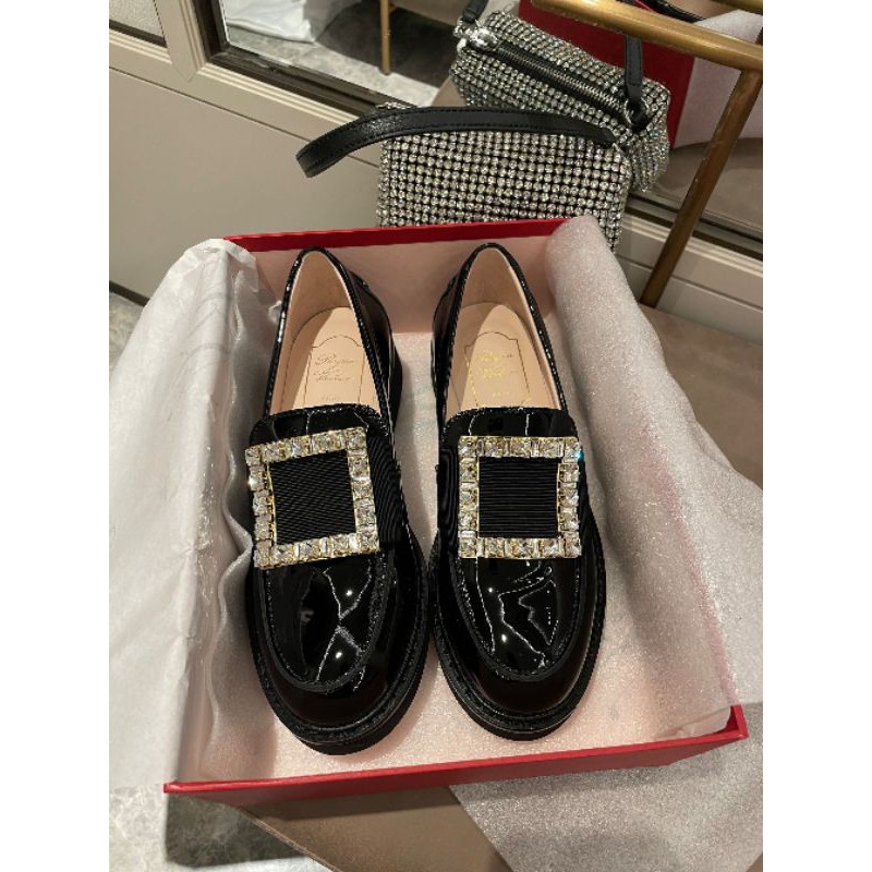 Giày lười nữ da thật  mũi tròn gót 3,5cm Roger Vivier Rangers