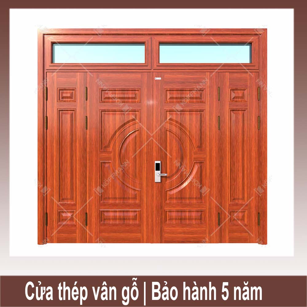 Cửa thép vân gỗ 4 cánh lệch - KG41.01.03A-2TK