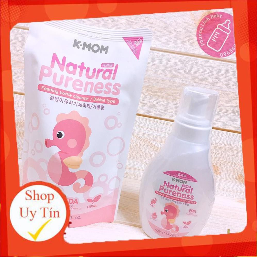 Nước Rửa Bình Và Rau Quả Hữu Cơ Kmom Hàn Quốc 500ml (Ảnh chụp thật mẫu mới)