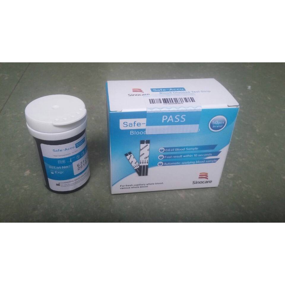 Que thử đường huyết Safe Accu Sinocare, hộp 50 que