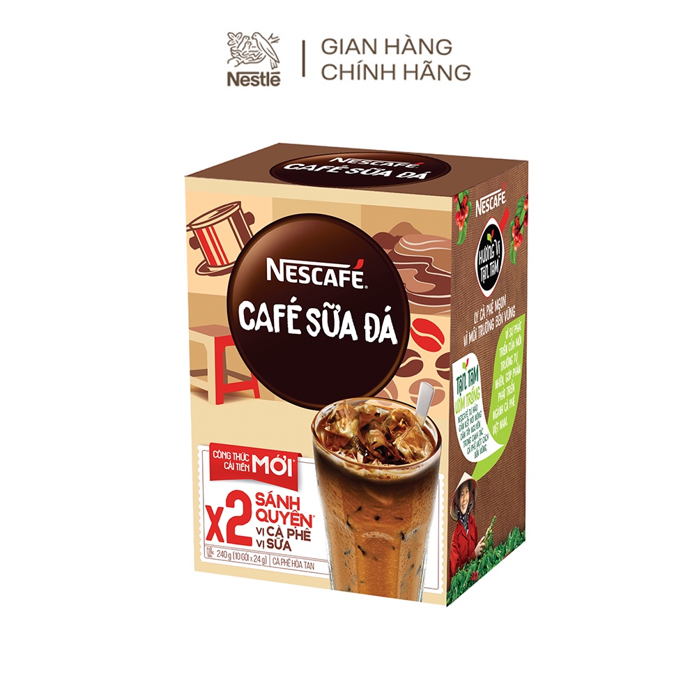 [Tặng 2 ly sứ pastel màu ngẫu nhiên] Combo 2 hộp cà phê Nescafe cà phê sữa đá (Hộp 10 gói x 24g/gói) | BigBuy360 - bigbuy360.vn