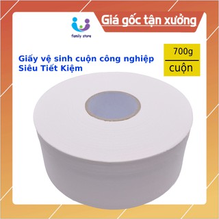 Giấy vệ sinh công nghiệp cuộn lớn có lõi 700g, cuộn to giấy công nghiệp 2 lớp - SIÊU TIẾT KIỆM