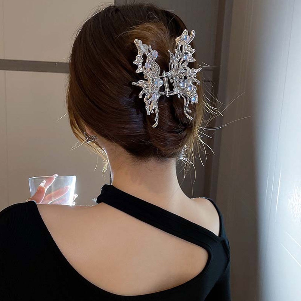 Kẹp Tóc Kim Loại Màu Đen / Bạc Đính Đá Mặt Trăng / Cá Mập / Bảng Đồ / Nhịp Tim dreamdiary