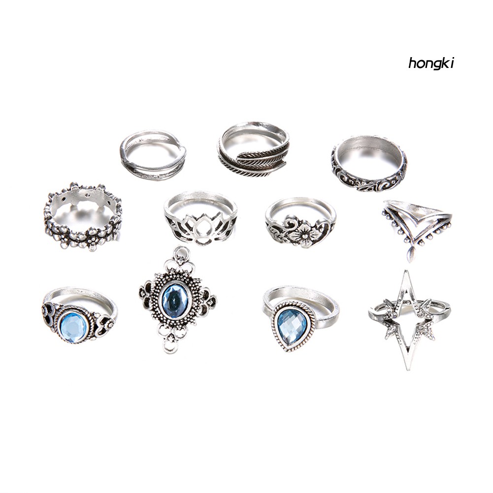 Set 11 nhẫn đeo khớp ngón tay phong cách retro dành cho nữ