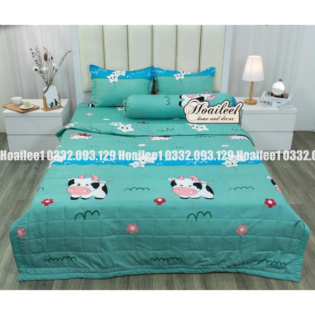 Bộ chăn hè ga gối cottong poly ga trải giường  chăn ga gối 5 món đủ kích thước cập nhật mẫu 2022
