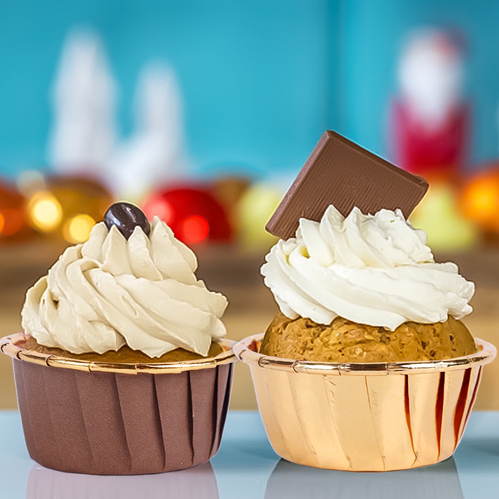 Set 50 Cốc Giấy Lá Nhôm Làm Bánh Cupcake/ Muffin