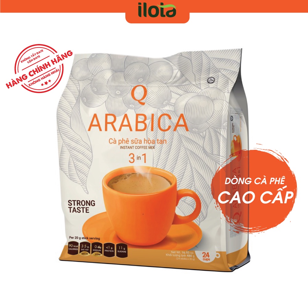 Cà phê Hòa tan 3in1 Arabica cafe sữa uống liền (bịch 24 gói x 20gr) ca phe Trần Quang Coffee