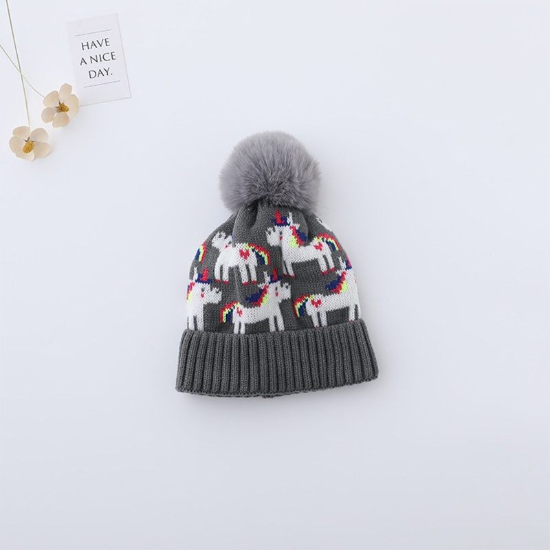 Mũ beanie Trùm Đầu Đính Quả Bông Dễ Thương Cho Bé 1-6 Tuổi