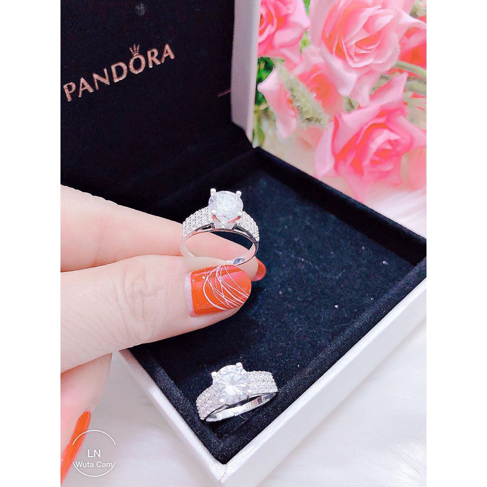 NHẪN 3 HÀNG ĐÁ MẪU MỚI SÁNG BÓNG BẠC TA CHO NỮ