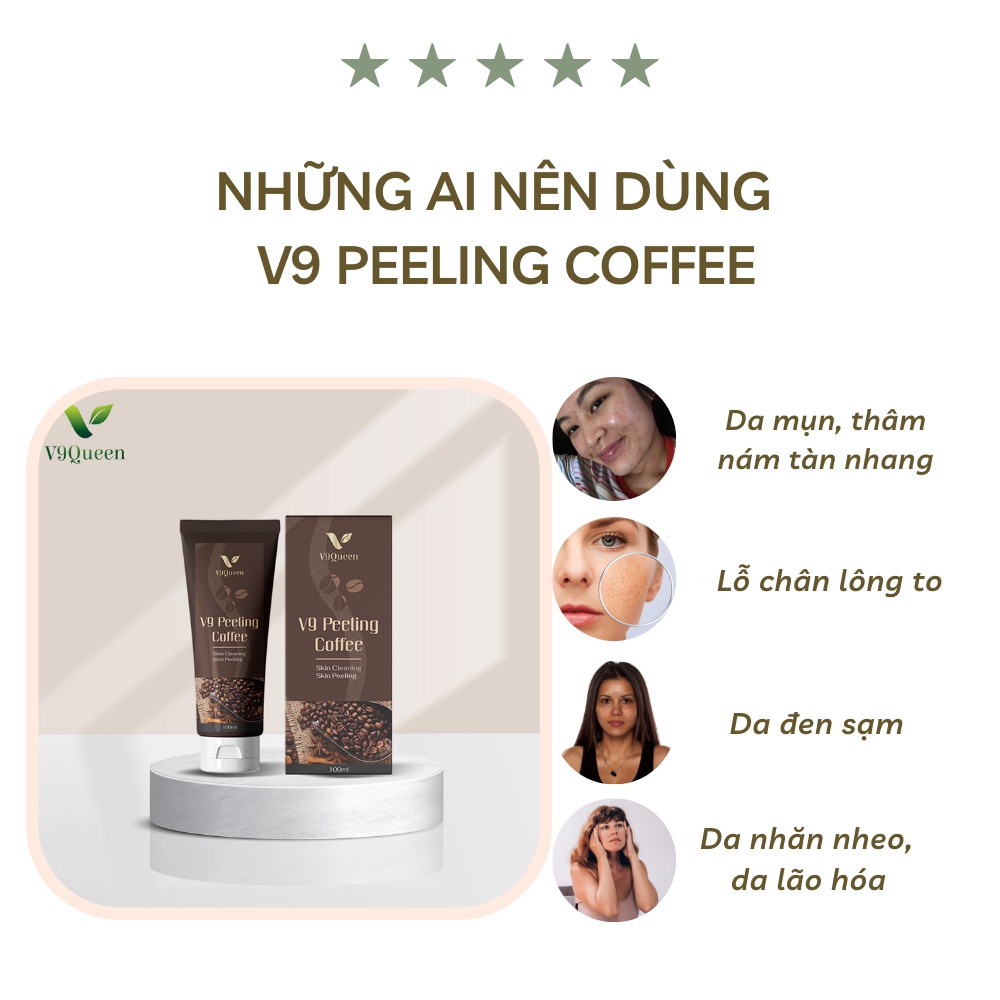 Tẩy Da Chết Body - Tẩy da chết mặt V9 PEELING COFFEE Shop Dưỡng Da Trắng Sáng Giúp Mềm Mịn Da , Sạch Mặt