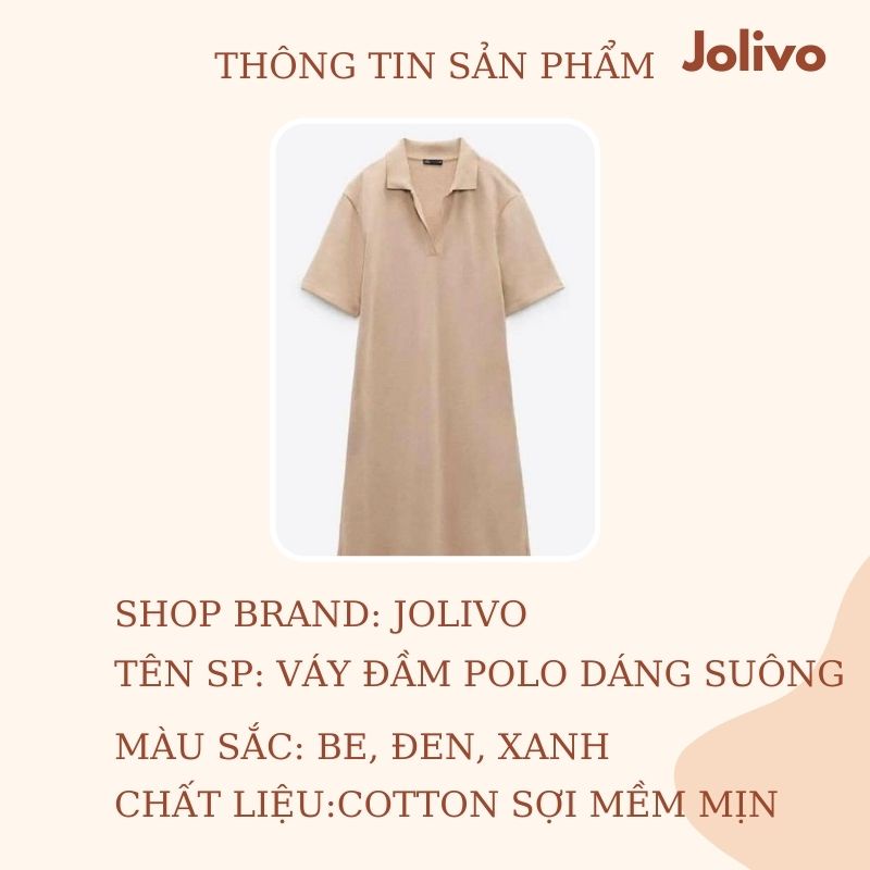 Váy polo suông nữ đầm dáng basic chất thun mềm mại co dãn JOLIVO M2.226.BE.L | WebRaoVat - webraovat.net.vn