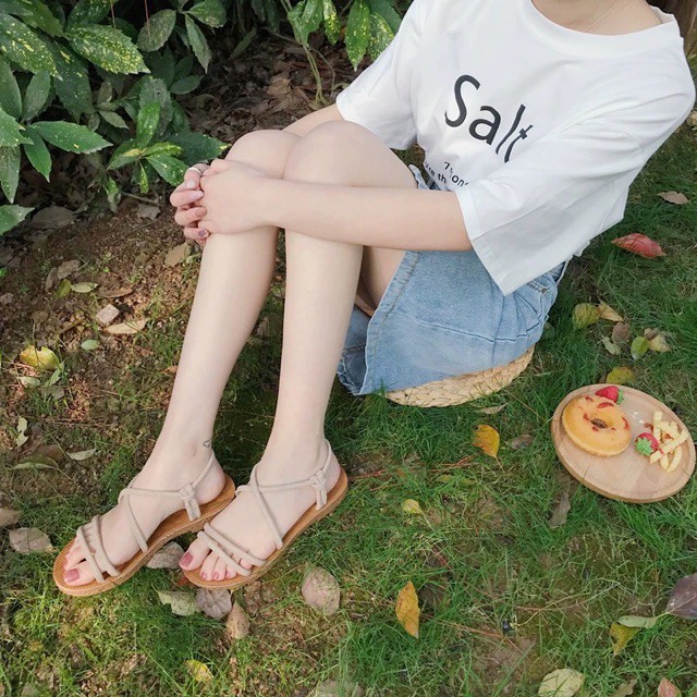 Sandal Nữ 🍁FREESHIP🍁Dép Sandal Nữ Đế Thấp Mắc Quai