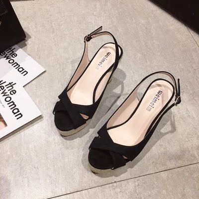 Sandal đế xuồng quai chéo gót cao 10cm chống thấm nước size 34/39   210722