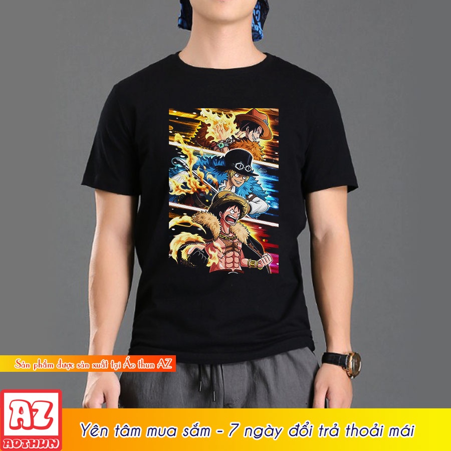 Áo thun in hình one piece luffy ace sabo - Có size trẻ em M2925