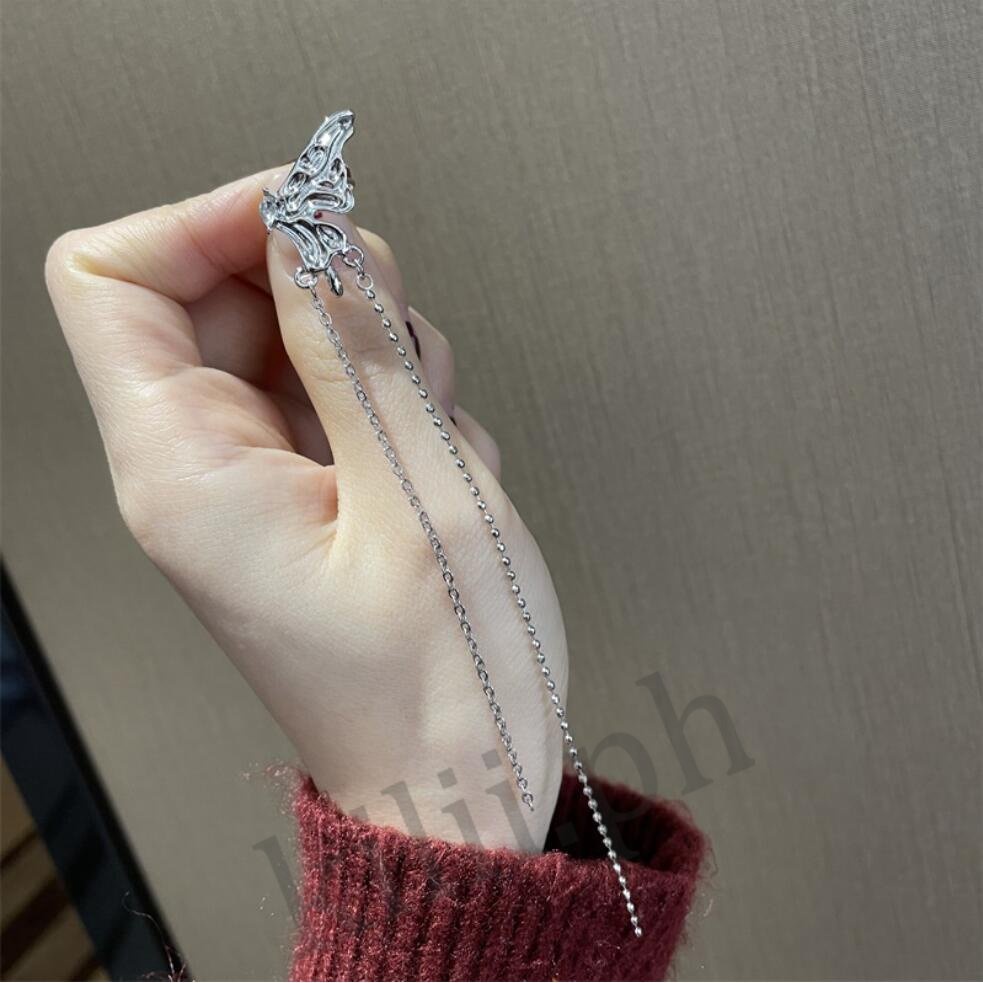 Kilii Khuyên Tai Dạng Kẹp Hình Bướm Tua Rua Không Xương Không Cần Xỏ Lỗ Cho Nữ