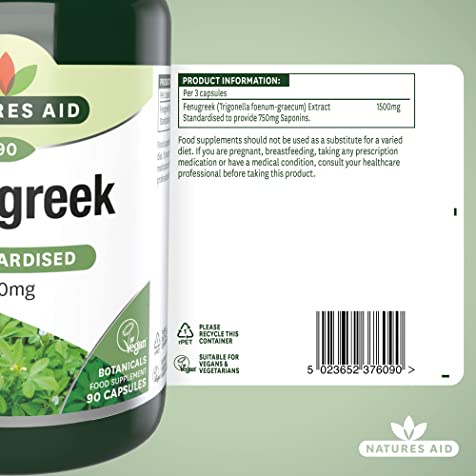 Viên uống lợi sữa cỏ cà ri Natures Aid Fenugreek, viên uống tăng cường dưỡng chất trong sữa cho mẹ - Monnie Kids