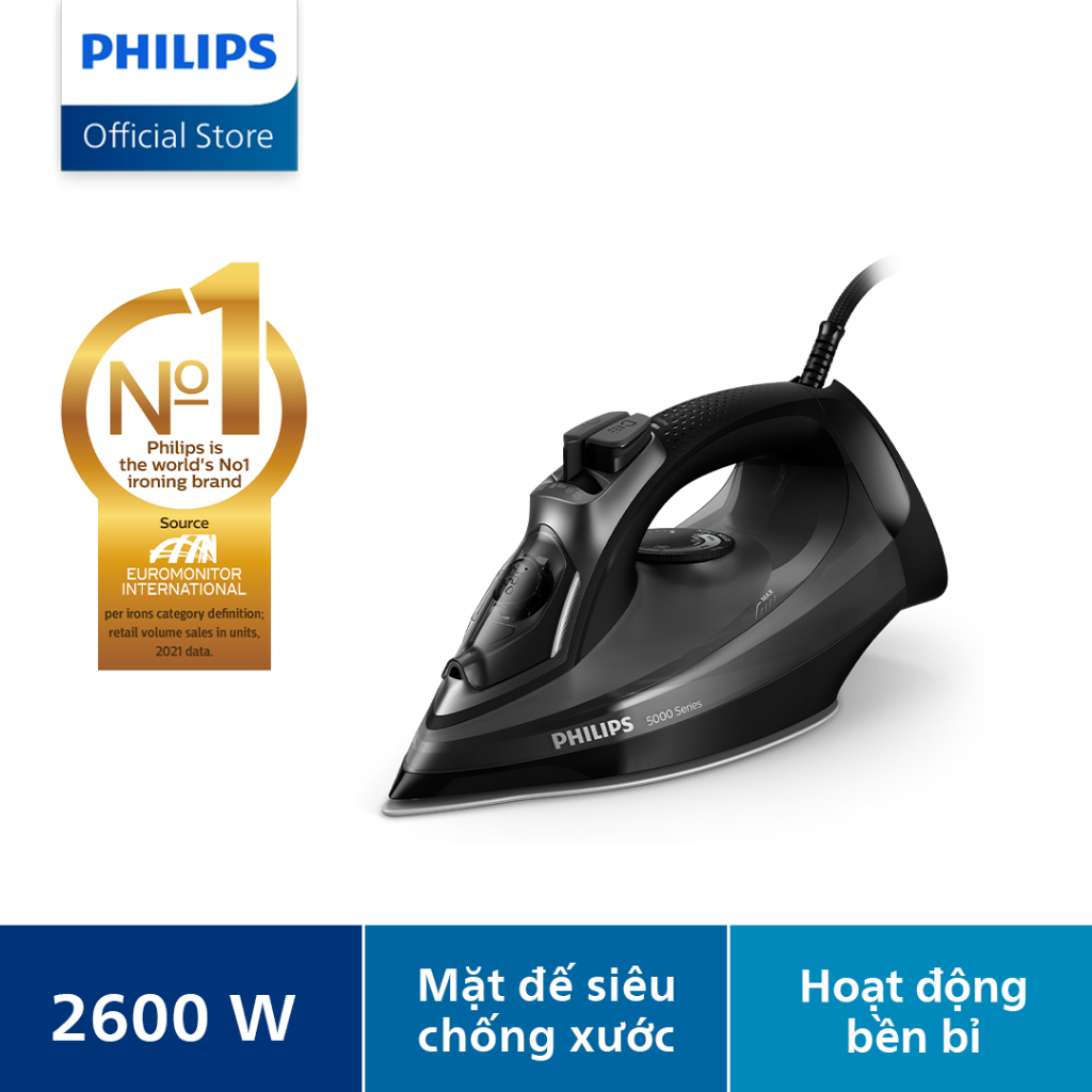 Bàn Ủi Hơi Nước Philips DST5040/80 |2600W| Mặt đế SteamGlide chống trày- Hàng Chính Hãng