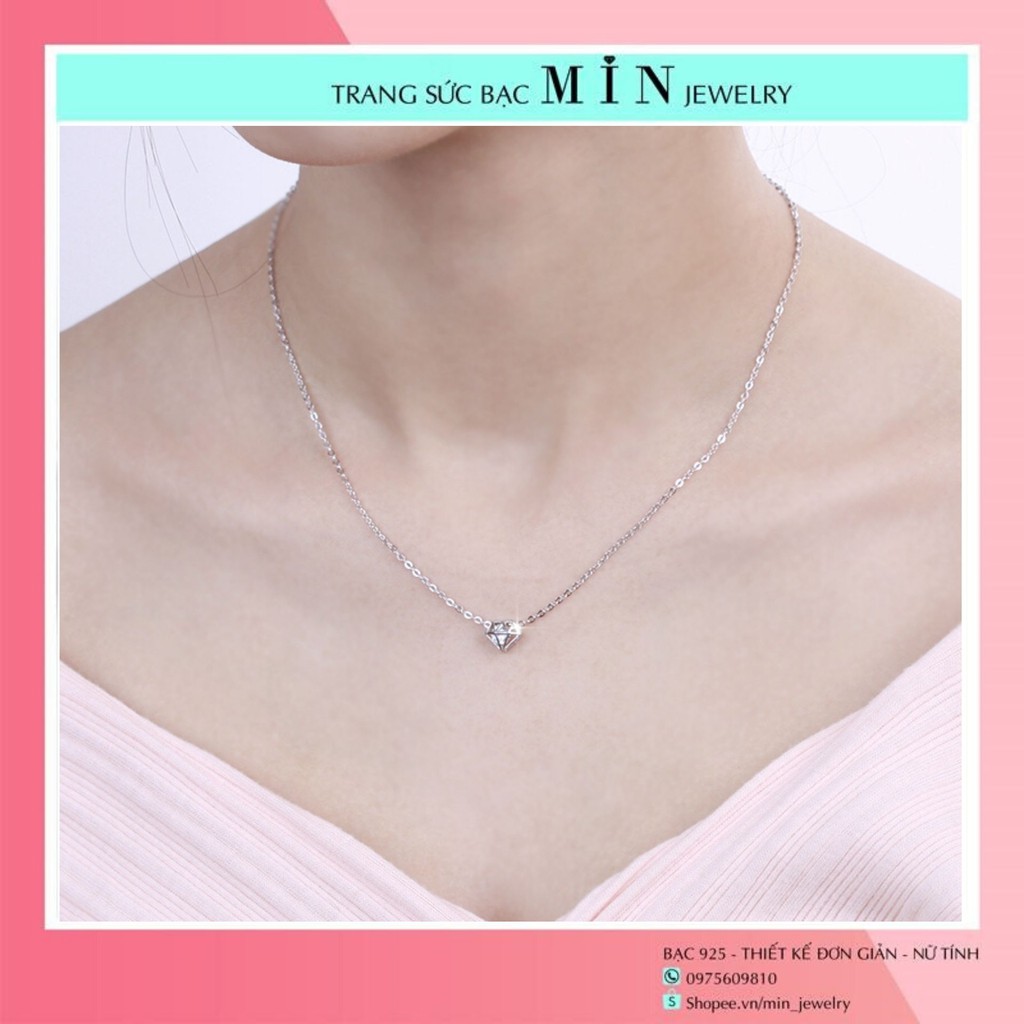 (Clip + Ảnh thật) Vòng cổ bạc nữ S925 MIN White Diamond tặng kèm hộp đựng trang sức