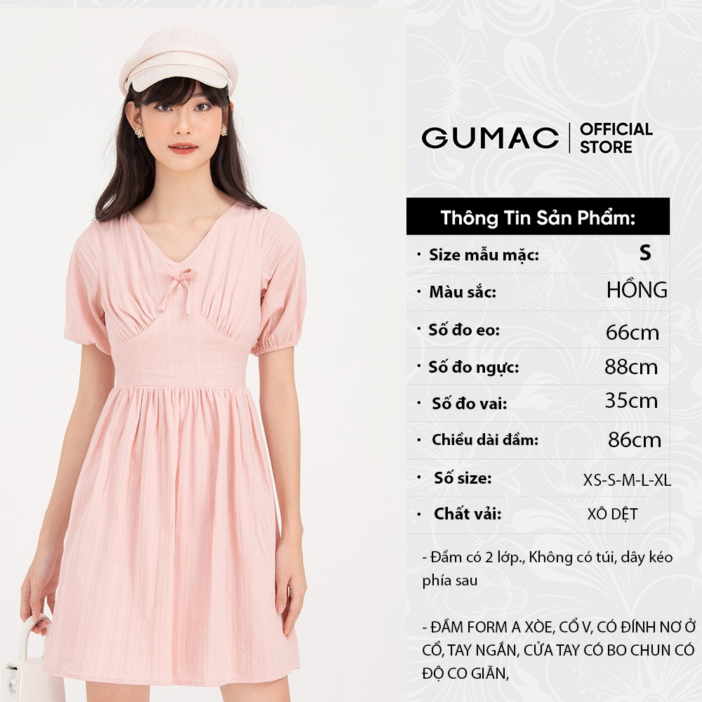 Đầm nữ nhún tùng cổ V GUMAC DB763