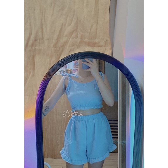  Bộ Ngủ Màu Xanh - Dành Cho Người Dưới 60kg - Chất Liệu Đũi | BigBuy360 - bigbuy360.vn