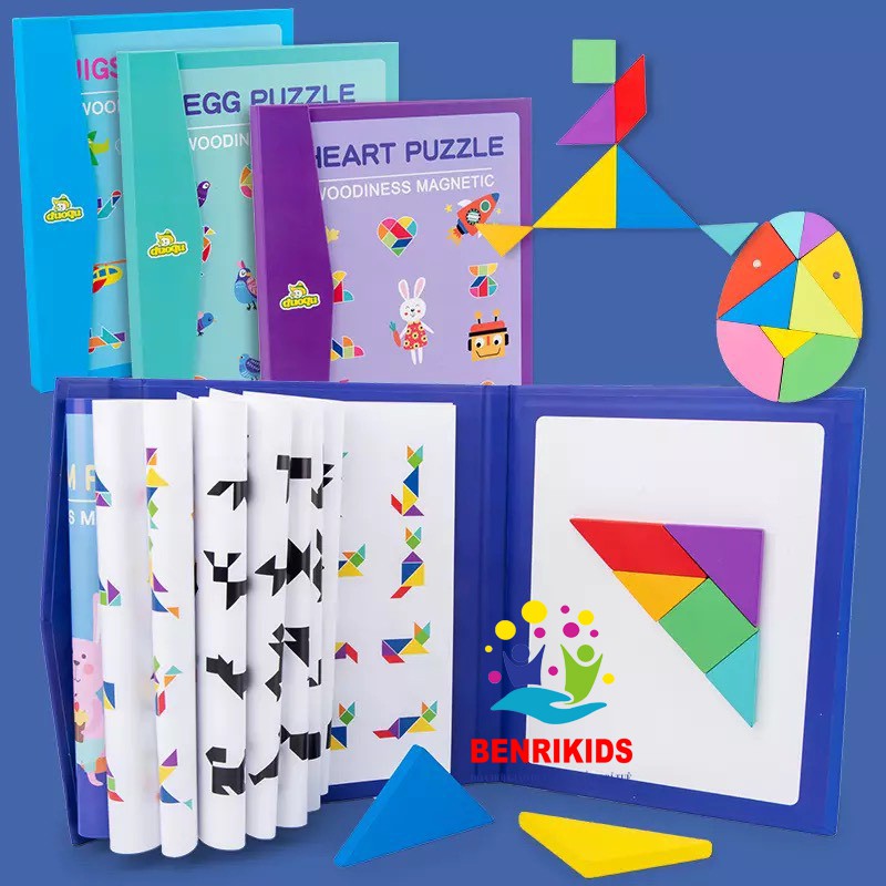 Trò Chơi Tangram Puzzle,Trí Uẩn Gắn Nam Châm Giúp Bé Tư Duy Sáng Tạo