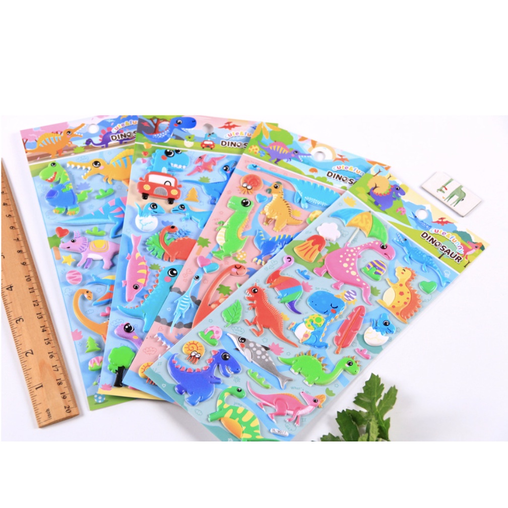Sticker 3D chống thấm hình khủng long dán cho bé đồ chơi dán giải trí học thêm về khủng long
