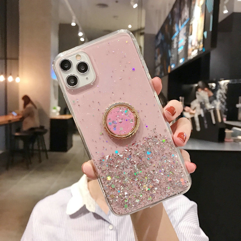 Samsung Galaxy A51 A71 A81 A91 A10 A20 A30 A30S A40 A50 A5S A60 A70 A80 A90 A6 A7 A9 2018 M10 M20 Hard Glitter Starry Sky Ring Bracket Case