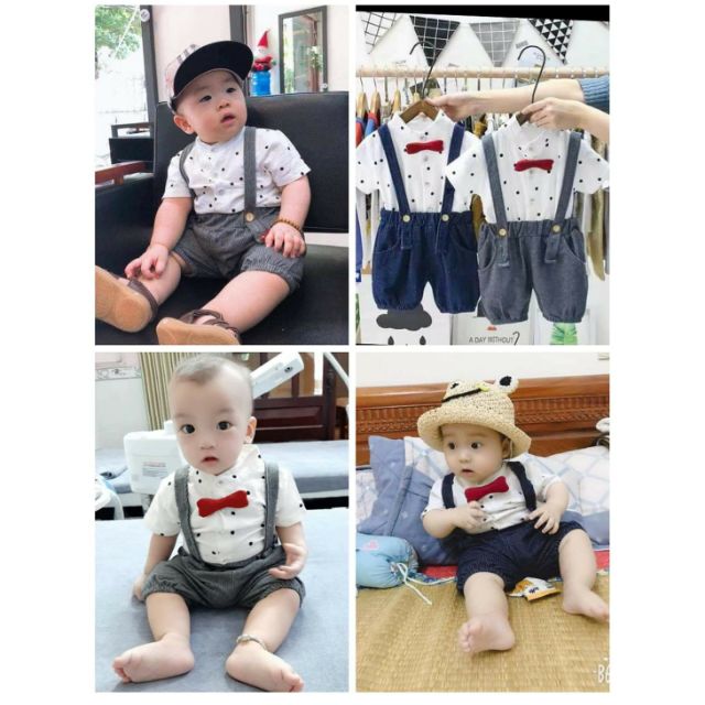 [LOẠI 1] Set Yếm Công Tử kèm áo và nơ cổ (6-16kg)