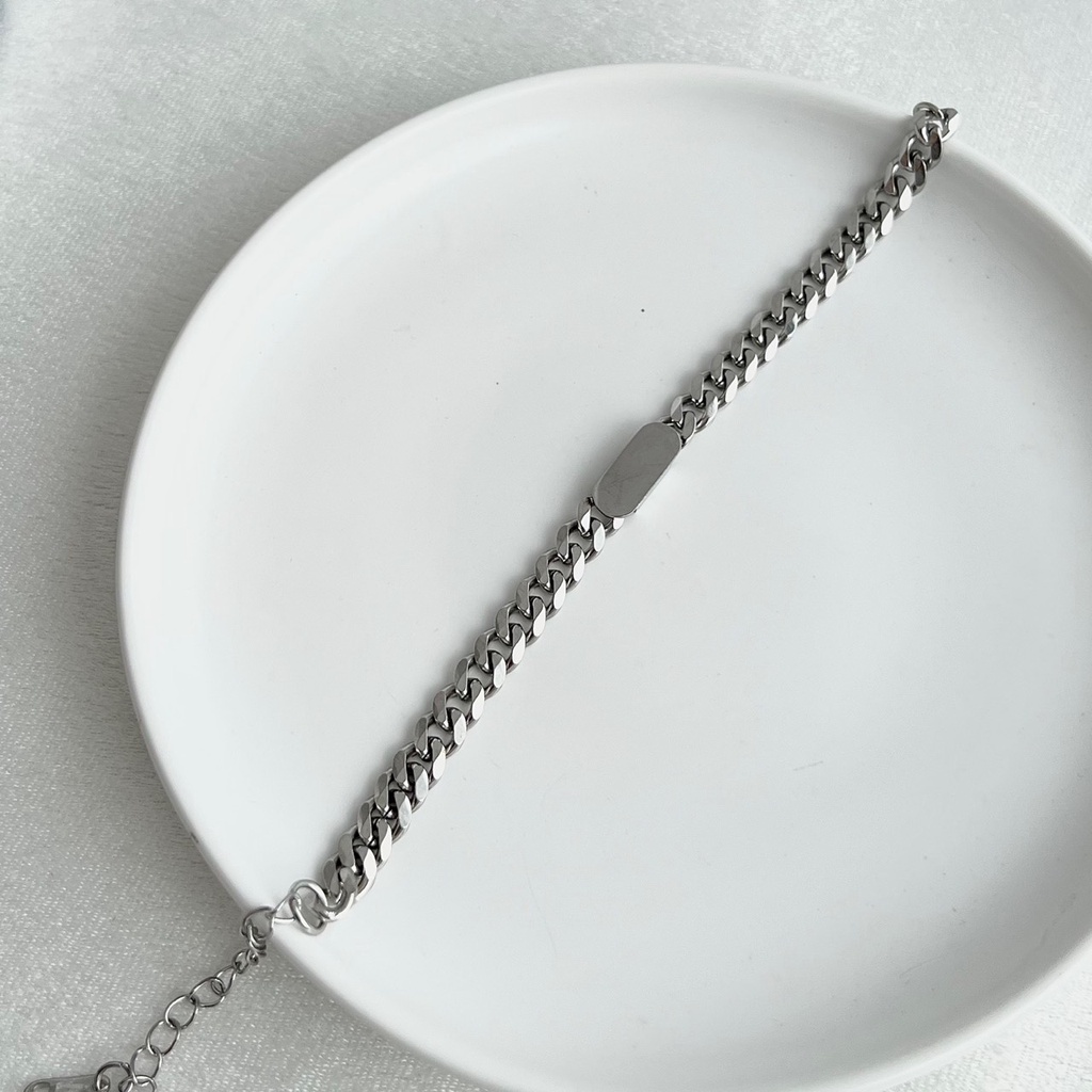 Vòng tay dây xích mặt trơn dạng nhỏ unisex B022 Choker Club