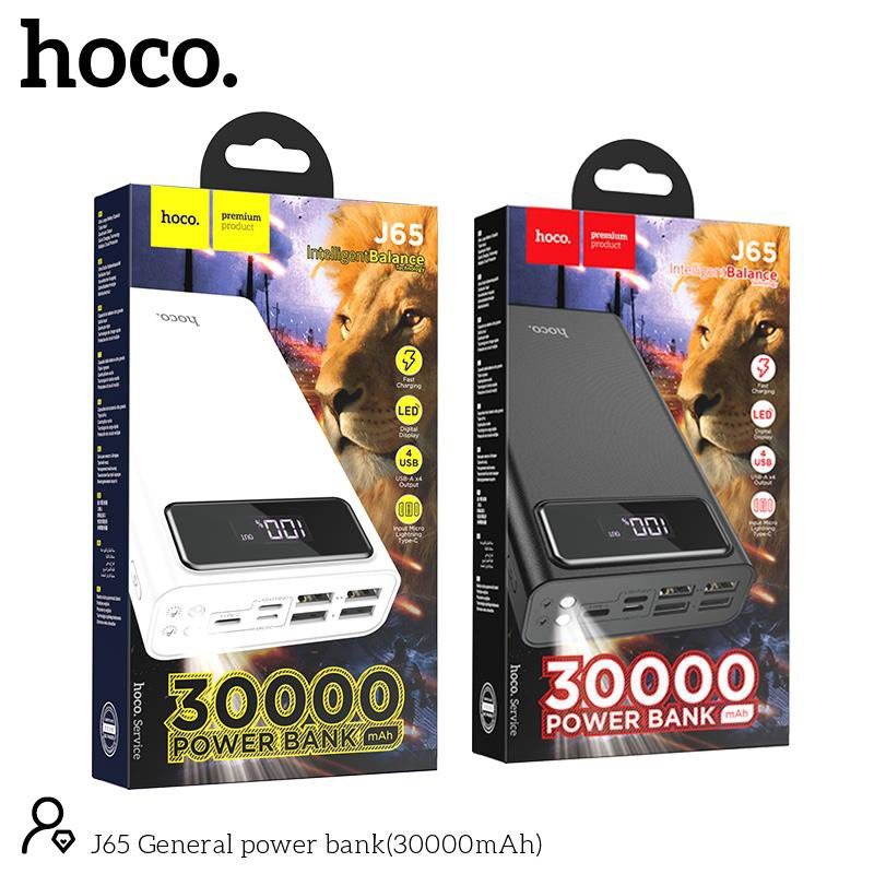  Sạc dự phòng 40000mah Hoco J65A 4 cổng sạc cùng 4 thiết bị Tích hợp Led hiển thị Đèn Pin