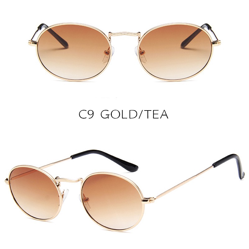 【READY STOCK】Korean Retro Oval Metal Sunglasses Women/Men UV400 Protection